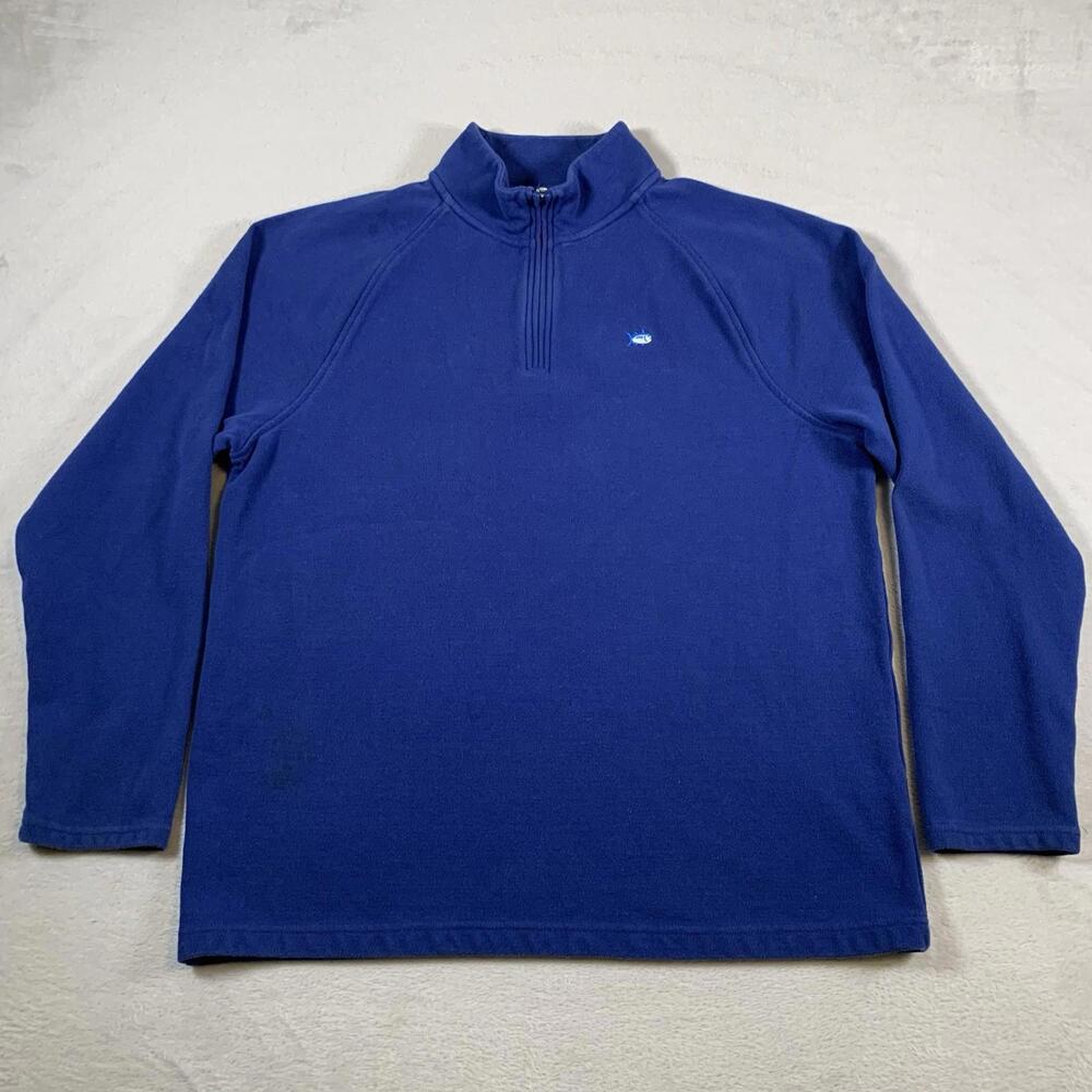 Southern Tide Sweater Mens Large Blue 1/4 Zip Cotton Outdoors Fishing Sweatshirt